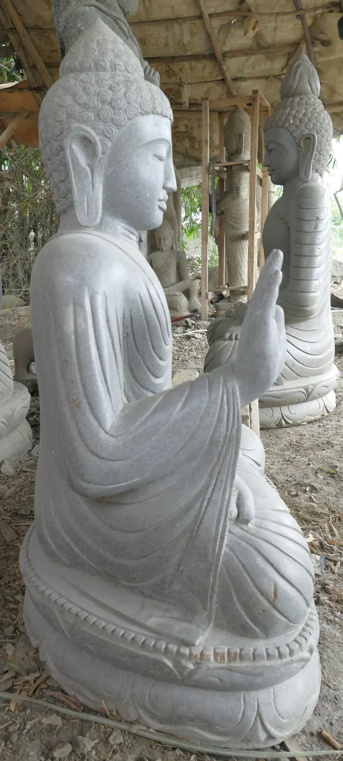  Product image 10 of the product “Seated Buddha made of Riverstone in Abhaya Position - gesture of fearlessness, H.108 cm. ”